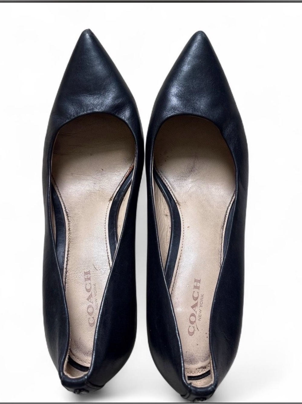Coach Black Leather Pointed-Toe Heels